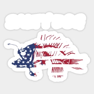 Salty Dog Painted American Flag Deep Sea Angler Skeleton Sticker